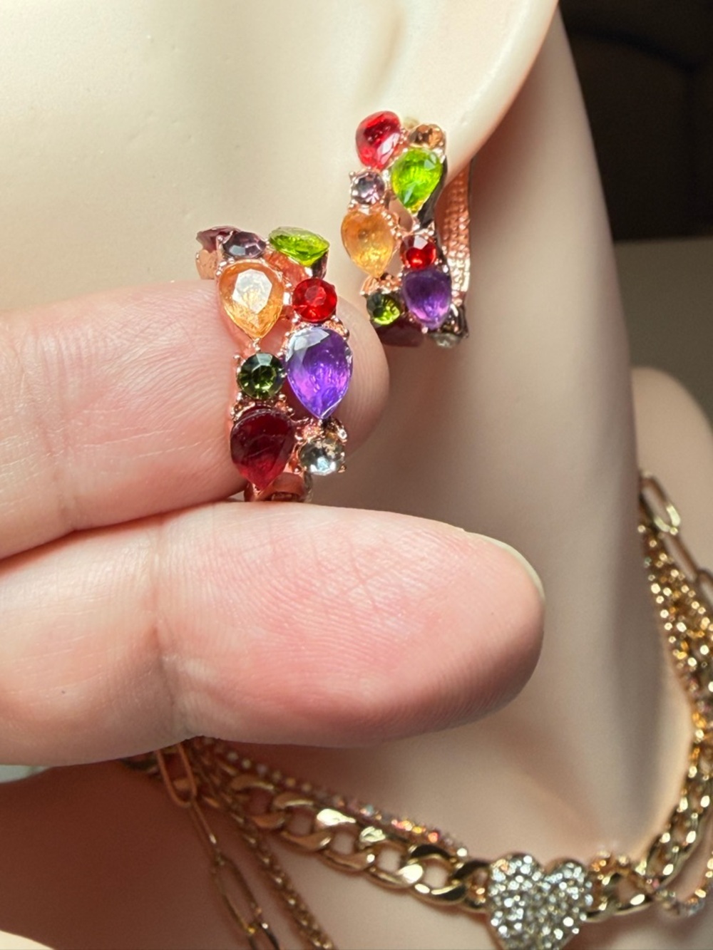 Mona Lisa Zircon Multi Gems Earrings. - Picture 9 of 10